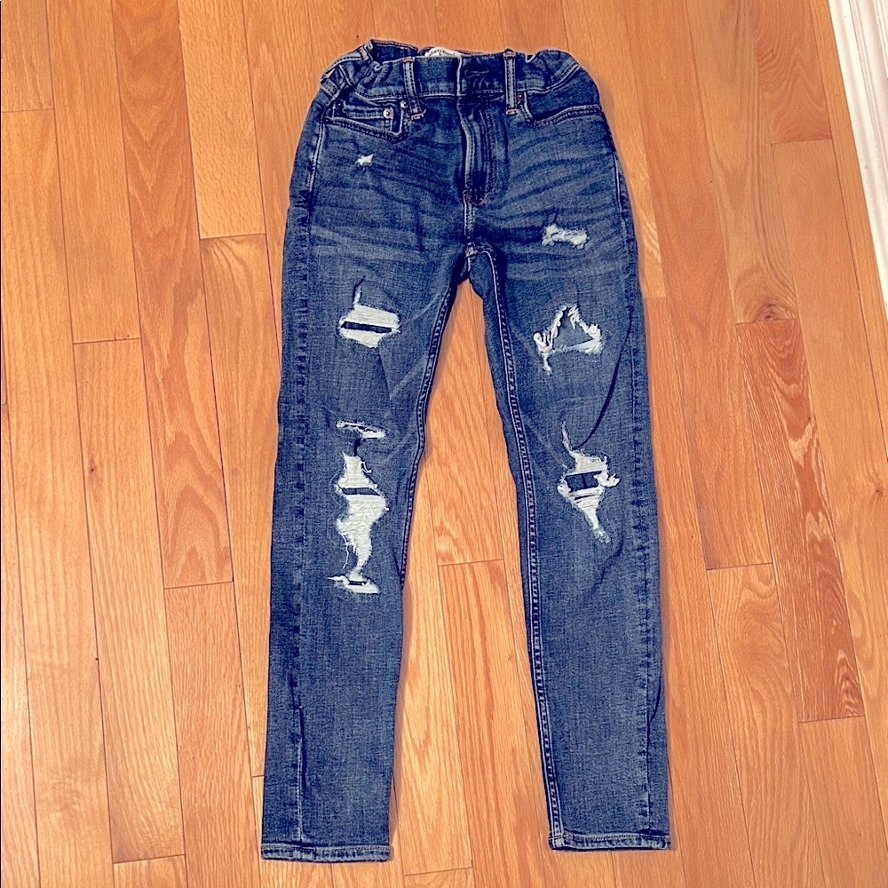 Abercrombie Kids Dark Blue Distressed Jeans (NWOT)